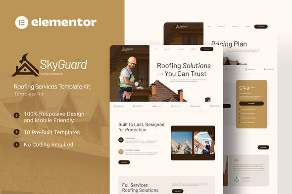 SkyGuard – Roofing Services Elementor Template Kit – 0 Sold!