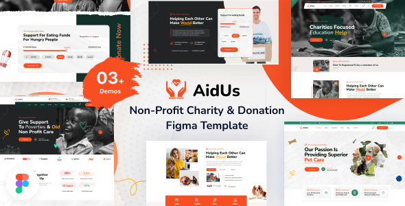 AidUs – Charity & Fundraising Figma Template – 0 Sold!