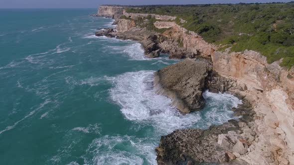 Flight Over Beautiful Seashore at Mallorca