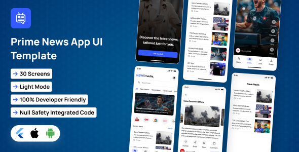 PrimeNews App UI Template | News App in Flutter | InfoHub App Template
