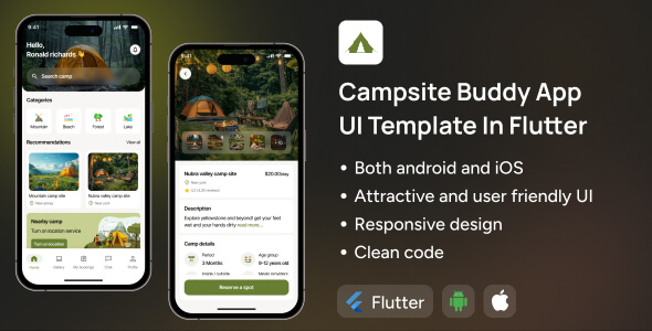 Campsite App UI Template | Camping Location Tracking App in Flutter | CampTrack App Template