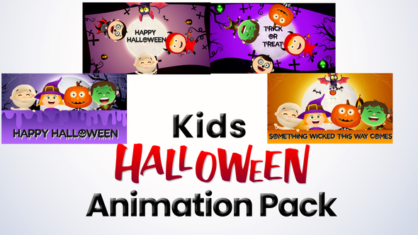 Kids in Halloween Costumes - Cartoon Animation Pack