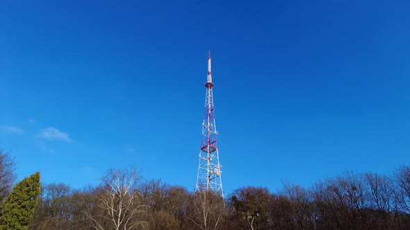 TV Tower. Tower with Antennas for Cellular Phone Communication Lviv, Ukraine