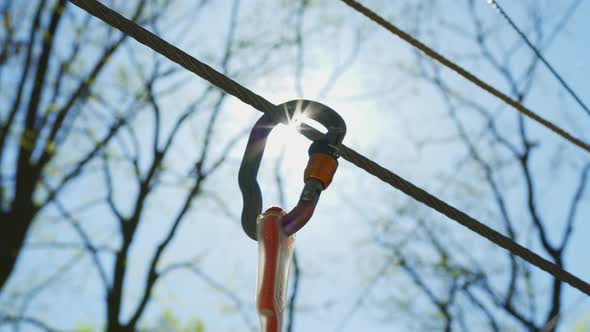 Carabineer attached to a cable