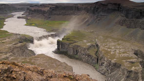 Waterfall Hafragilsfoss in Iceland