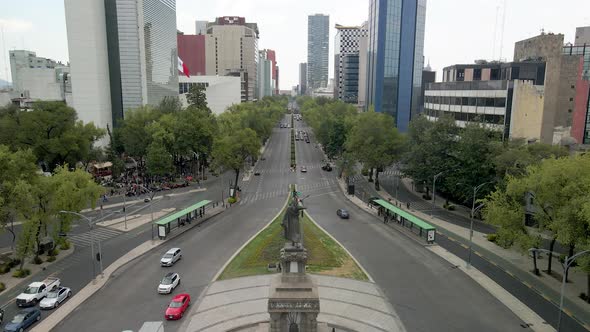 Aerial view of Monument in downtown mexico city