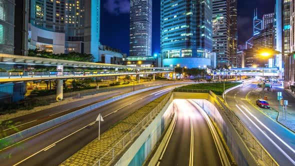 timelapse of busy traffic road in hongkong china