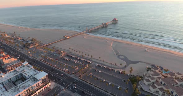 Beach Aerial To The Pier