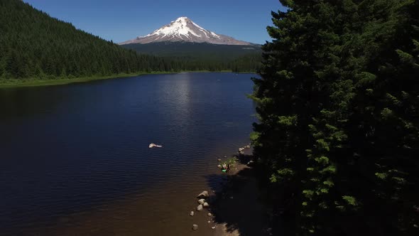 Aerial shot of Trillium Lake and Mt. Hood, Oregon