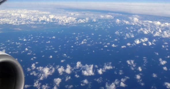 Blue Sky and Clouds from Plane, Real Time 4K