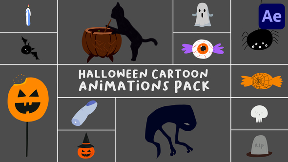 Halloween Cartoon Animations Pack for After Effects