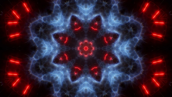 Space Fractal Star Shape Red and Blue Light Background 4K Loop