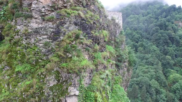 A Medieval Castle and Watchtower on the Edge of the Cliff in Rize Turkey