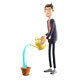 3D Male Cartoon Illustration Watering Plants - 3DOcean Item for Sale