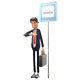 Cartoon Man Waiting at Bus Stop with Briefcase - 3DOcean Item for Sale