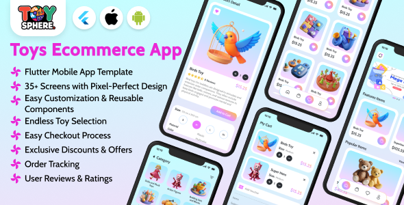 ToySphere - eCommerce Flutter Mobile App Template for Toy Store | Android & iOS Ui Kit