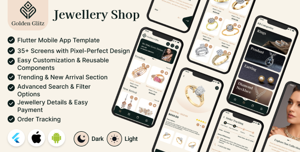 Golden-Glitz - eCommerce App for Jewelry Shop - Flutter Mobile App Template | Android & iOS