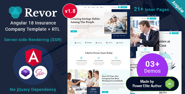 Revor - Angular 18 Insurance Services Agency & Broker Template