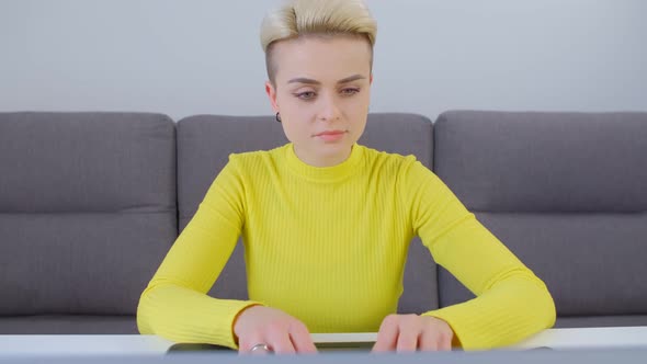 Freelancer woman working from home during lockdown in 4k stock footage
