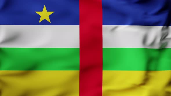 3D Animation Flag Waving in Slow Motion Fill Frame  CentralAfrican Republic