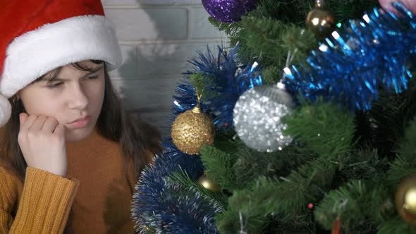 Child Think About Christmas in Loneliness