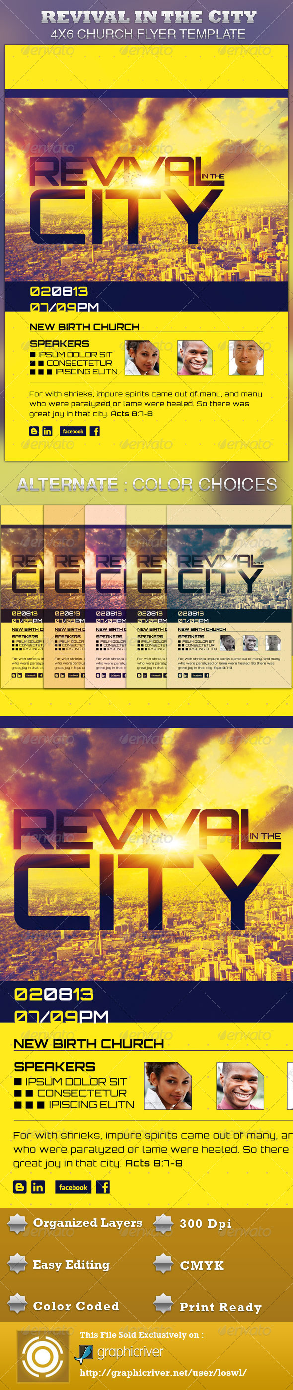 Revival in the City Church Flyer Template