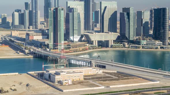 Aerial Skyline of Abu Dhabi City Centre From Above Timelapse