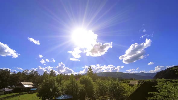 Mountain Village Timelapse at the Summer or Autumn Time