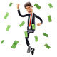 Cartoon Man Dancing with Money Falling Around Him - 3DOcean Item for Sale