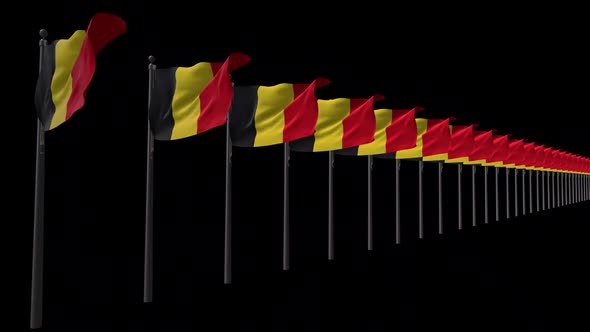 Row Of Belgium Flags With Alpha 2K