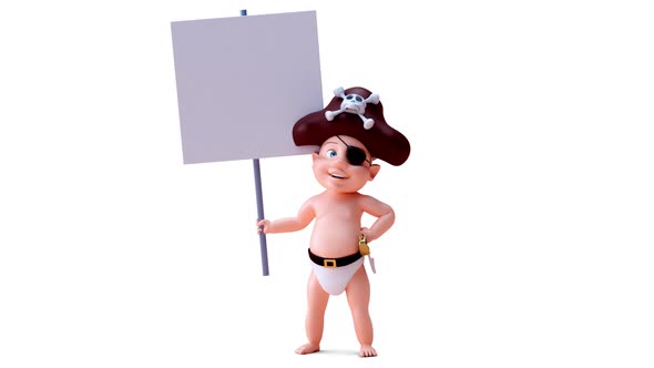 Fun 3D cartoon of a baby pirate alt