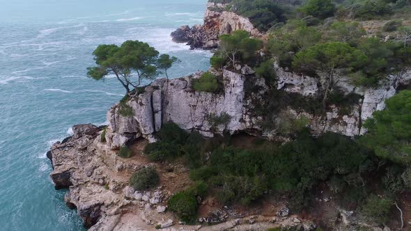 Flight Over Beautiful Seashore at Mallorca