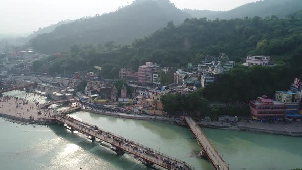 City of Haridwar state of Uttarakhand in India seen from the sky