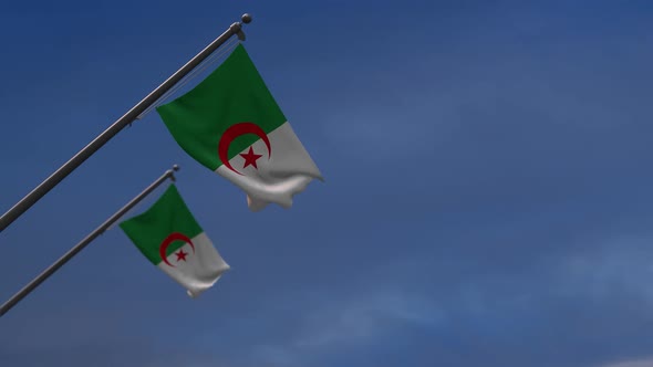 Algeria Flags In The Blue Sky -2K