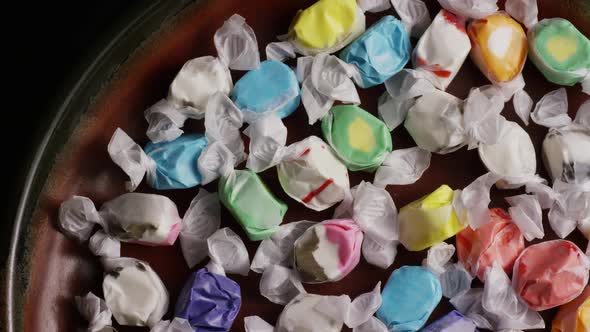 Rotating shot of salt water taffies - CANDY TAFFY 