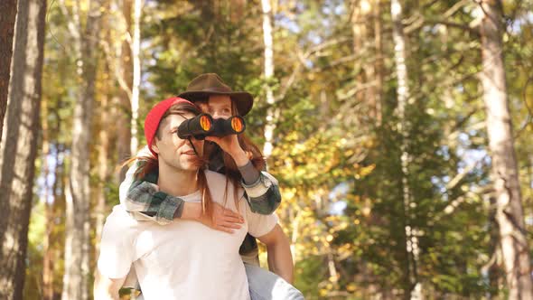 Happy Caucasian Couple Having Fun During Hike