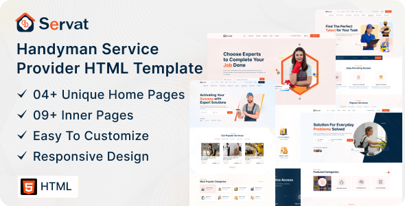 Servat – Handyman Service Provider HTML Template – 0 Sold!