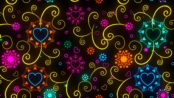 Neon Floral Heart Background