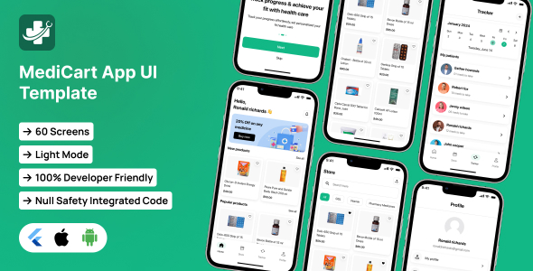 MediCart App UI Template | Online Medicine Delivery App in Flutter | MediCart Pro App Template