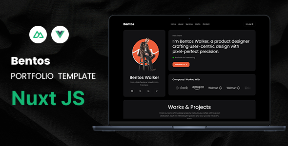 Bentos – Personal Portfolio Nuxt js Template – 0 Sold!