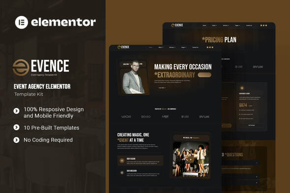 Evence – Event Agency Elementor Template Kit – 0 Sold!