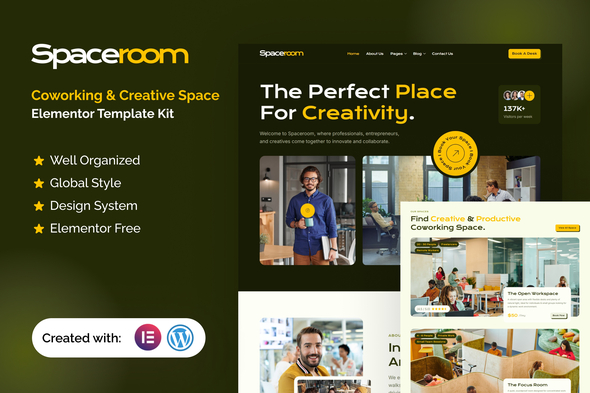 Spaceroom – Coworking & Creative Space Elementor Template Kit – 0 Sold!