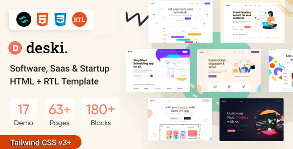 Deski - SaaS & Software Tailwind CSS + RTL Template