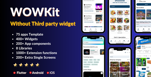 WOWKit Pro - Flutter UI KIt - 75 apps , 400+ widgets,  200+ components- WITHOUT THIRD PARTY WIDGETS