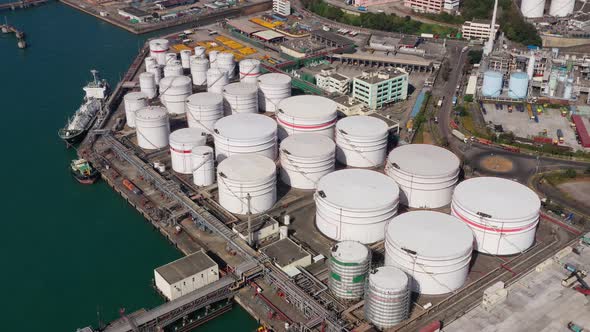 Drone fly over oil tank