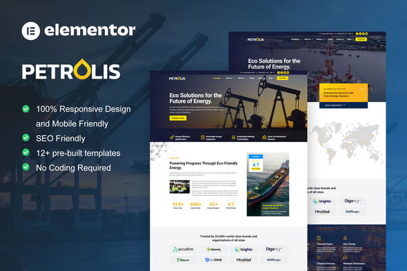 Petrolis – Oil Company & Industrial Elementor Pro Template Kit – 0 Sold!