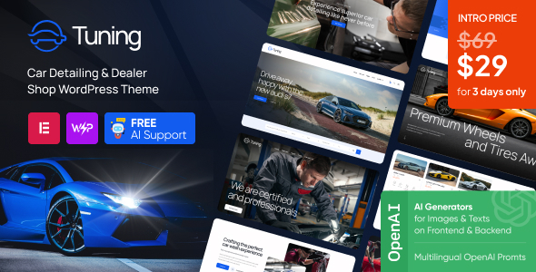 Tuning – Car Detailing & Dealer Shop WordPress theme – 0 Sold!