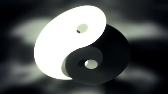 Rotating around black and white sheets forming the Yin-yang symbol. Loopable. HD