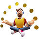 A man Cartoon Design Meditating with Gold Coins - 3DOcean Item for Sale