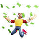 3D Male Character Jumping with Flying Money - 3DOcean Item for Sale